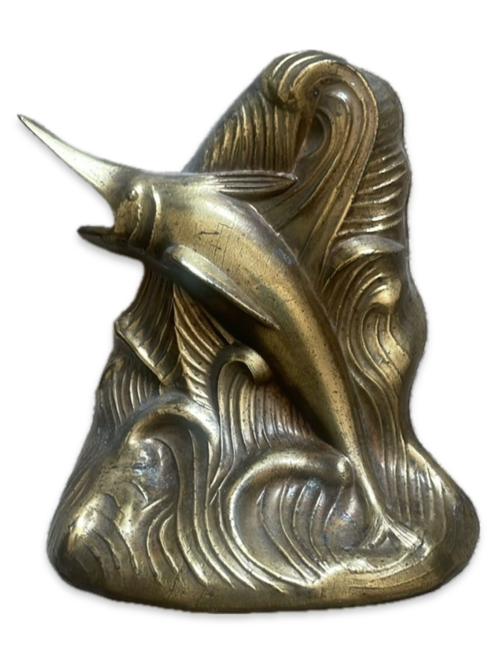 Antique Brass Marlin Fish BOOK ENDS - SET OF 2